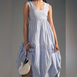 COPY - Anthropologie square neck tiered babydoll midi dress